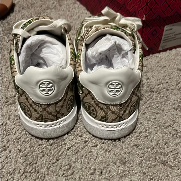 Tory Burch Women's Floral Sneakers - Brown and White - Picture 2 of 5